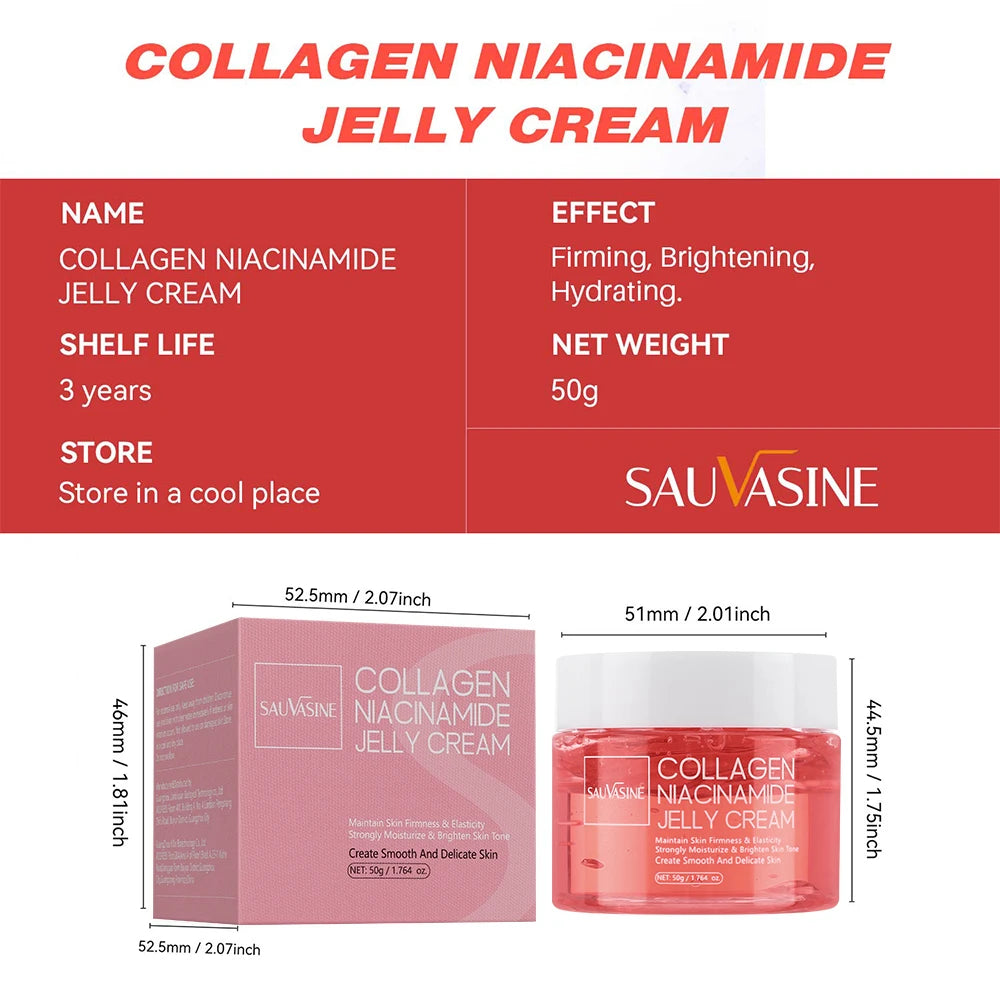 Collagen Jelly Cream Niacinamide Hydrolyzed Collagen 24H Glow & Lifted Look Moisturize Skin Elasticity & Hydration Face Cream