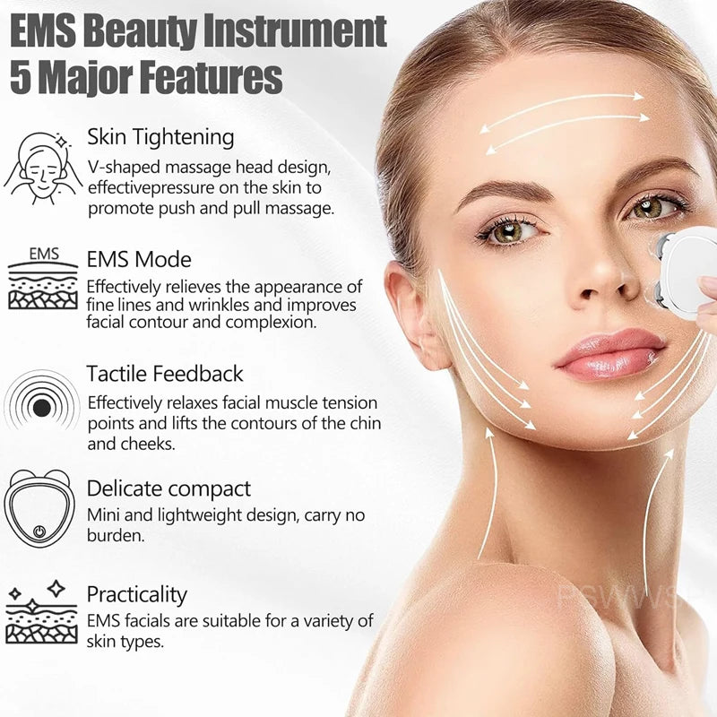 Micro Current Beauty Instrument Mini Face Slimming Massager Portable EMS Delicate Contour Lifting Firming Facial Skin