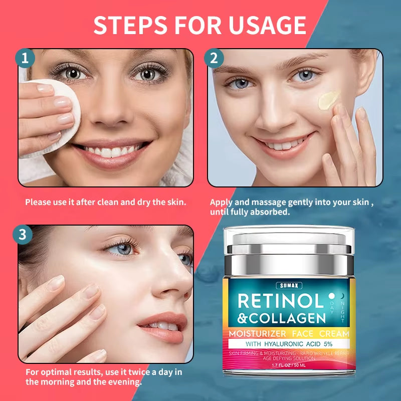 Retinol anti Aging Face Cream Moisturizing Wrinkle Remover Collagen Hyaluronic Acid Creams Skin Care 50ML