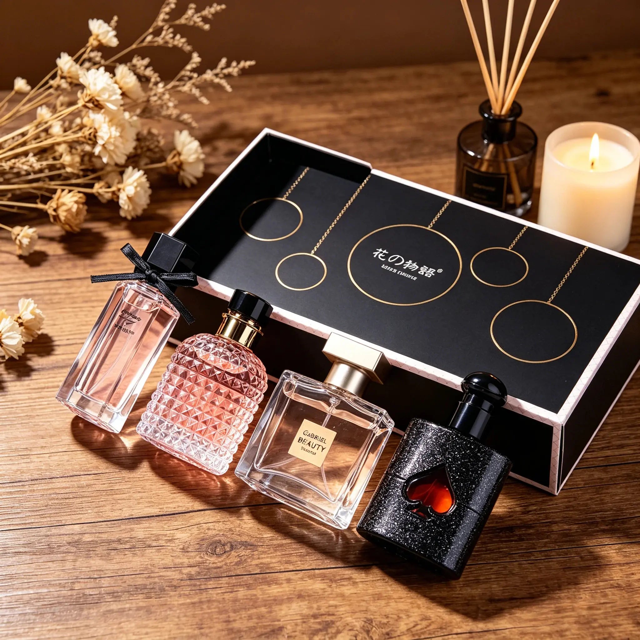 Angel Elves Perfume Set - 30Ml*1+25Ml*3 - the Language of Flowers with with Pink Pepper& Orange Blossom and Pear&Coffee,Jasmine - Perfect Birthday Gift - Perfect Gift Set - Timber - Colognes - Long Lasting Perfumes