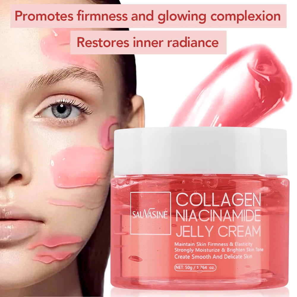 Collagen Jelly Cream Niacinamide Hydrolyzed Collagen 24H Glow & Lifted Look Moisturize Skin Elasticity & Hydration Face Cream