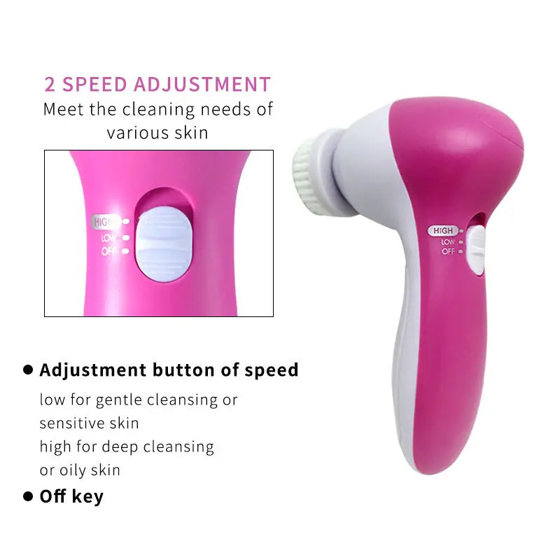 Revitalize Your Skin with the 5-in-1 Electric Facial Cleaner: Ultimate Spa Experience for Clean and Radiant Skin