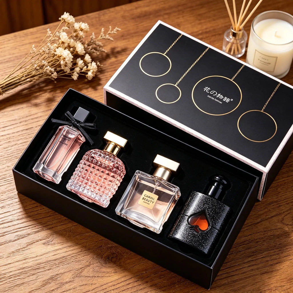 Angel Elves Perfume Set - 30Ml*1+25Ml*3 - the Language of Flowers with with Pink Pepper& Orange Blossom and Pear&Coffee,Jasmine - Perfect Birthday Gift - Perfect Gift Set - Timber - Colognes - Long Lasting Perfumes